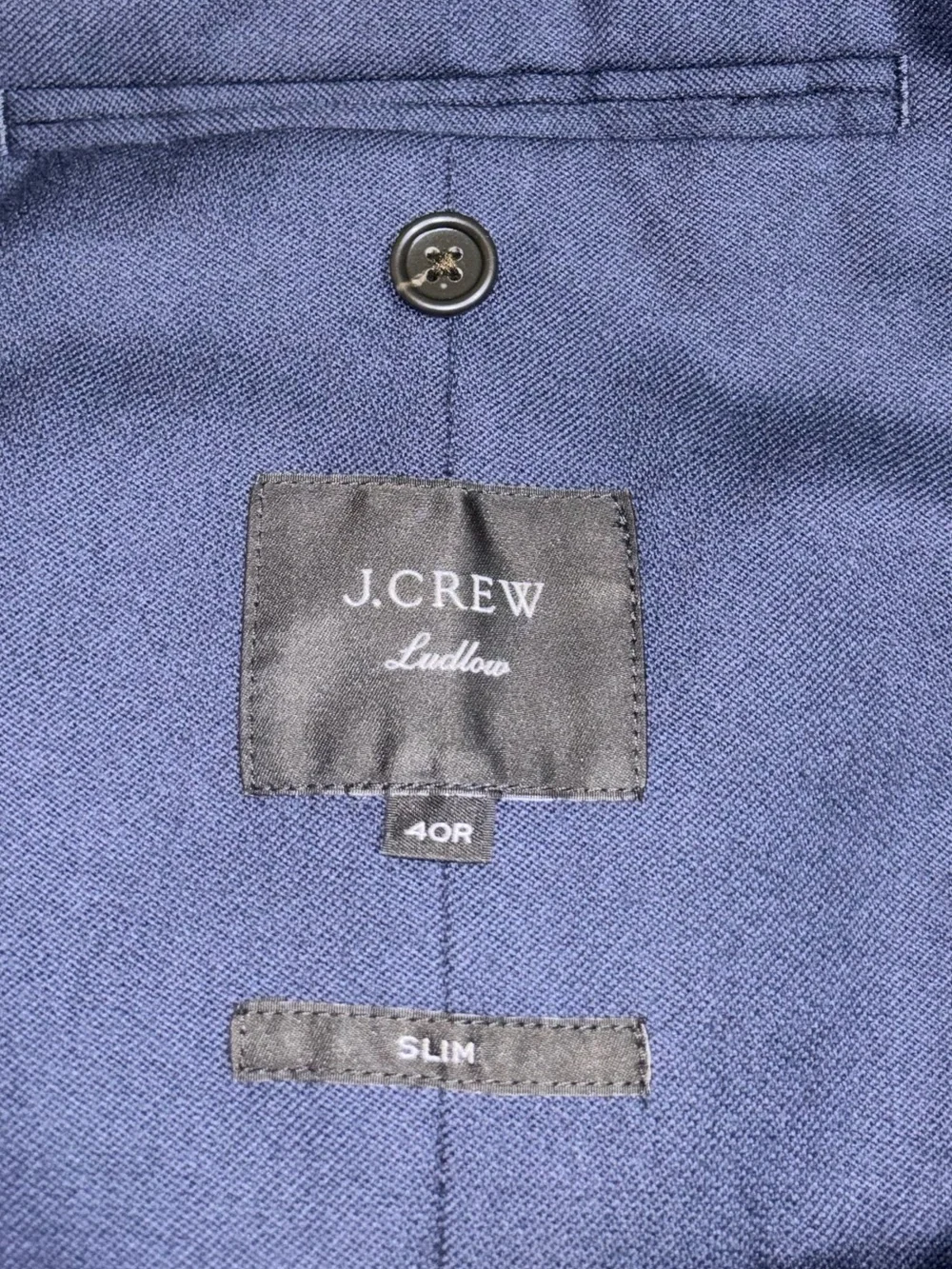 J. Crew Ludlow Slim navy blue Italian Suit (Jacket/Pants) size 40R wool cotton